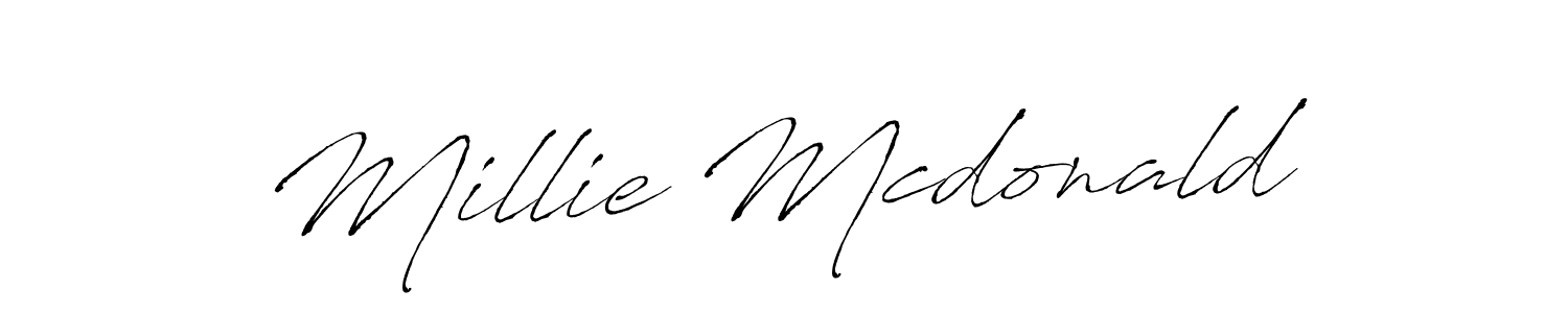 How to make Millie Mcdonald name signature. Use Antro_Vectra style for creating short signs online. This is the latest handwritten sign. Millie Mcdonald signature style 6 images and pictures png