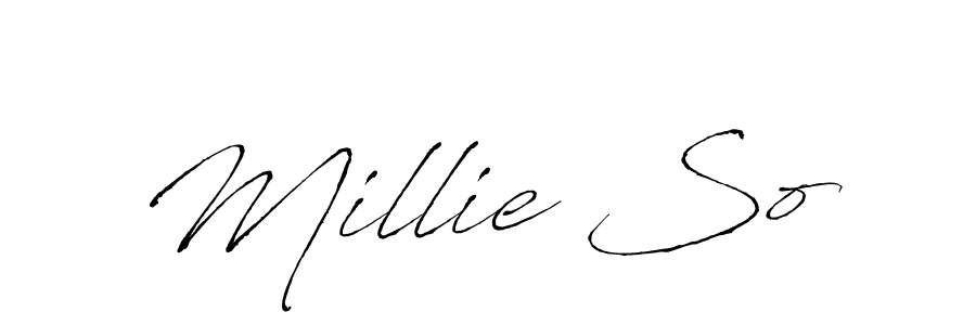 Make a beautiful signature design for name Millie So. With this signature (Antro_Vectra) style, you can create a handwritten signature for free. Millie So signature style 6 images and pictures png