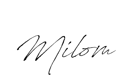 Milom stylish signature style. Best Handwritten Sign (Antro_Vectra) for my name. Handwritten Signature Collection Ideas for my name Milom. Milom signature style 6 images and pictures png