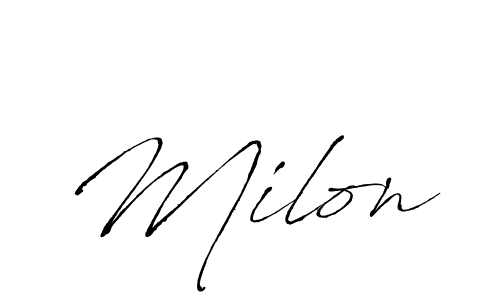 The best way (Antro_Vectra) to make a short signature is to pick only two or three words in your name. The name Milon include a total of six letters. For converting this name. Milon signature style 6 images and pictures png