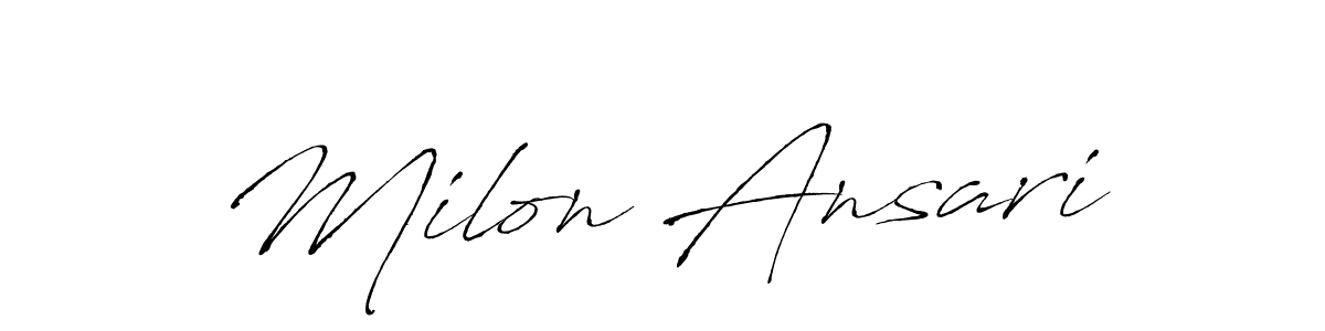 You should practise on your own different ways (Antro_Vectra) to write your name (Milon Ansari) in signature. don't let someone else do it for you. Milon Ansari signature style 6 images and pictures png