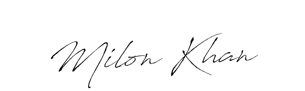 Antro_Vectra is a professional signature style that is perfect for those who want to add a touch of class to their signature. It is also a great choice for those who want to make their signature more unique. Get Milon Khan name to fancy signature for free. Milon Khan signature style 6 images and pictures png