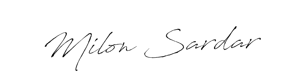 Design your own signature with our free online signature maker. With this signature software, you can create a handwritten (Antro_Vectra) signature for name Milon Sardar. Milon Sardar signature style 6 images and pictures png