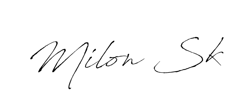 if you are searching for the best signature style for your name Milon Sk. so please give up your signature search. here we have designed multiple signature styles  using Antro_Vectra. Milon Sk signature style 6 images and pictures png