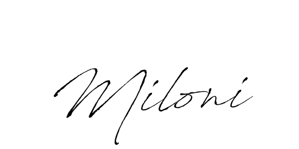 Make a beautiful signature design for name Miloni. With this signature (Antro_Vectra) style, you can create a handwritten signature for free. Miloni signature style 6 images and pictures png