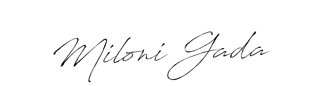 It looks lik you need a new signature style for name Miloni Gada. Design unique handwritten (Antro_Vectra) signature with our free signature maker in just a few clicks. Miloni Gada signature style 6 images and pictures png