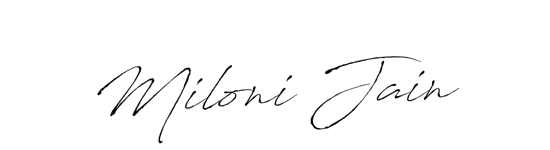 if you are searching for the best signature style for your name Miloni Jain. so please give up your signature search. here we have designed multiple signature styles  using Antro_Vectra. Miloni Jain signature style 6 images and pictures png