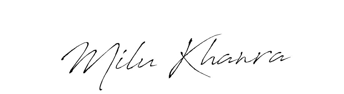 Use a signature maker to create a handwritten signature online. With this signature software, you can design (Antro_Vectra) your own signature for name Milu Khanra. Milu Khanra signature style 6 images and pictures png