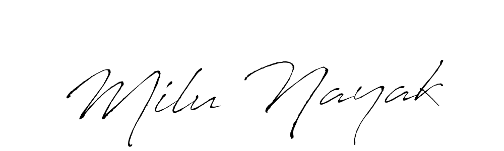 You should practise on your own different ways (Antro_Vectra) to write your name (Milu Nayak) in signature. don't let someone else do it for you. Milu Nayak signature style 6 images and pictures png