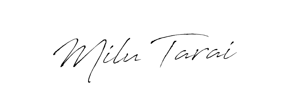 Similarly Antro_Vectra is the best handwritten signature design. Signature creator online .You can use it as an online autograph creator for name Milu Tarai. Milu Tarai signature style 6 images and pictures png