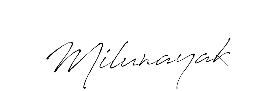 Use a signature maker to create a handwritten signature online. With this signature software, you can design (Antro_Vectra) your own signature for name Milunayak. Milunayak signature style 6 images and pictures png