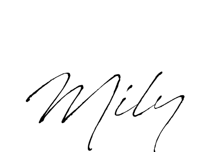 Antro_Vectra is a professional signature style that is perfect for those who want to add a touch of class to their signature. It is also a great choice for those who want to make their signature more unique. Get Mily name to fancy signature for free. Mily signature style 6 images and pictures png