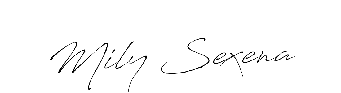 Use a signature maker to create a handwritten signature online. With this signature software, you can design (Antro_Vectra) your own signature for name Mily Sexena. Mily Sexena signature style 6 images and pictures png