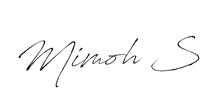 The best way (Antro_Vectra) to make a short signature is to pick only two or three words in your name. The name Mimoh S include a total of six letters. For converting this name. Mimoh S signature style 6 images and pictures png