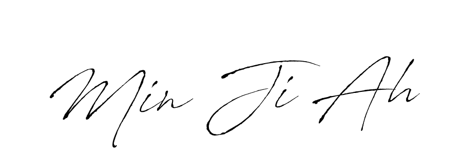 How to make Min Ji Ah signature? Antro_Vectra is a professional autograph style. Create handwritten signature for Min Ji Ah name. Min Ji Ah signature style 6 images and pictures png