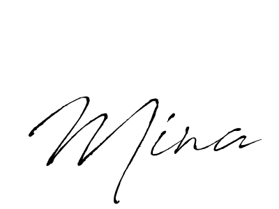 Make a beautiful signature design for name Mina. With this signature (Antro_Vectra) style, you can create a handwritten signature for free. Mina signature style 6 images and pictures png