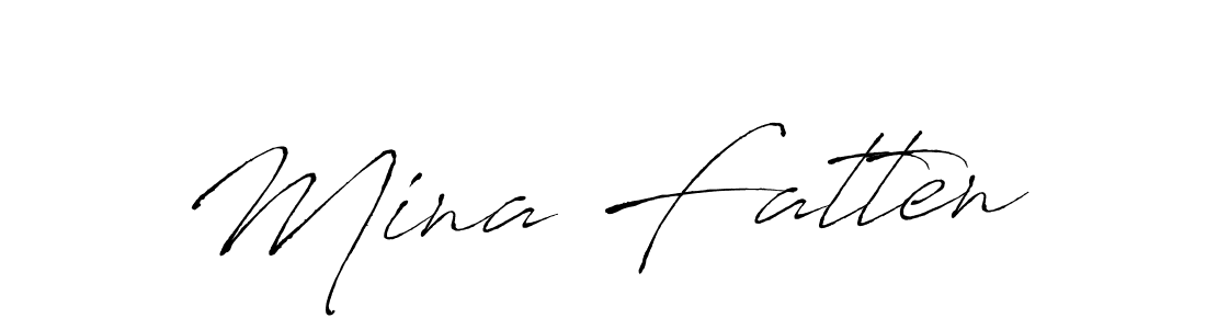 Mina Fatten stylish signature style. Best Handwritten Sign (Antro_Vectra) for my name. Handwritten Signature Collection Ideas for my name Mina Fatten. Mina Fatten signature style 6 images and pictures png