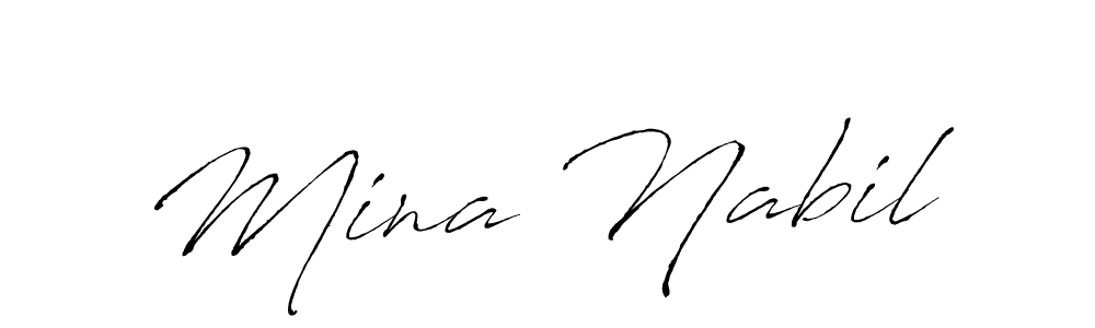 Create a beautiful signature design for name Mina Nabil. With this signature (Antro_Vectra) fonts, you can make a handwritten signature for free. Mina Nabil signature style 6 images and pictures png