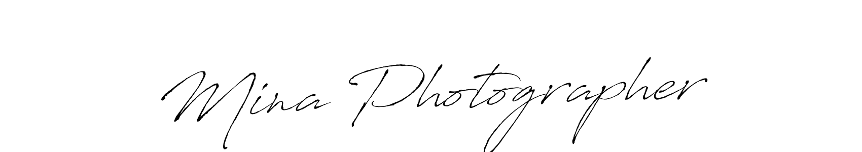 Create a beautiful signature design for name Mina Photographer. With this signature (Antro_Vectra) fonts, you can make a handwritten signature for free. Mina Photographer signature style 6 images and pictures png