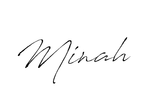 Use a signature maker to create a handwritten signature online. With this signature software, you can design (Antro_Vectra) your own signature for name Minah. Minah signature style 6 images and pictures png