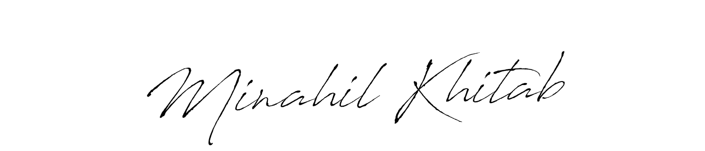 Make a beautiful signature design for name Minahil Khitab. With this signature (Antro_Vectra) style, you can create a handwritten signature for free. Minahil Khitab signature style 6 images and pictures png