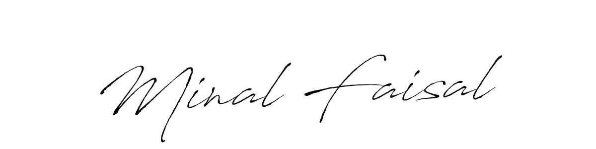 How to make Minal Faisal name signature. Use Antro_Vectra style for creating short signs online. This is the latest handwritten sign. Minal Faisal signature style 6 images and pictures png