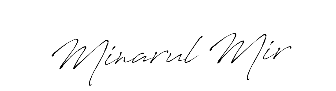 Design your own signature with our free online signature maker. With this signature software, you can create a handwritten (Antro_Vectra) signature for name Minarul Mir. Minarul Mir signature style 6 images and pictures png