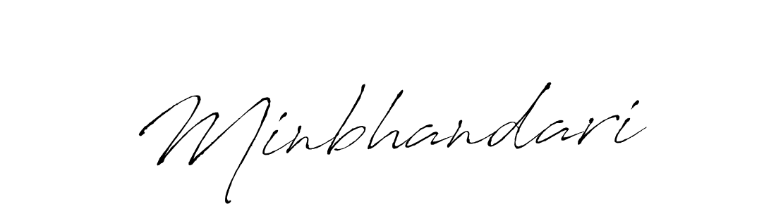 Minbhandari stylish signature style. Best Handwritten Sign (Antro_Vectra) for my name. Handwritten Signature Collection Ideas for my name Minbhandari. Minbhandari signature style 6 images and pictures png