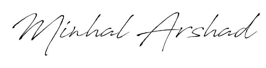 A stylish, flowing autograph style designed for name Minhal Arshad using Antro_Vectra typography. Perfect for digital creative projects. Minhal Arshad signature style 6 images and pictures png