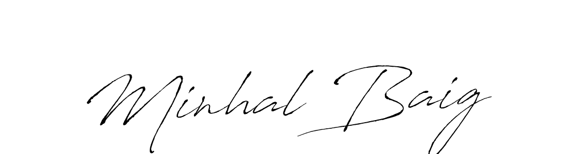 Create a beautiful signature design for name Minhal Baig. With this signature (Antro_Vectra) fonts, you can make a handwritten signature for free. Minhal Baig signature style 6 images and pictures png
