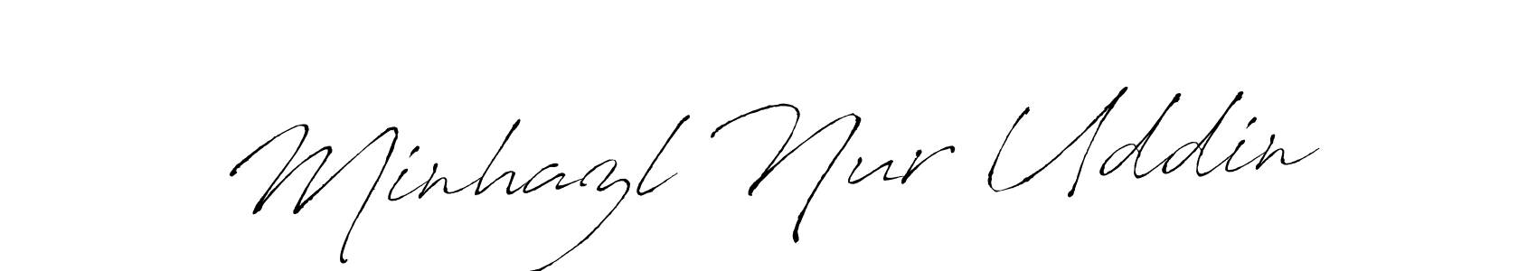 Make a beautiful signature design for name Minhazl Nur Uddin. With this signature (Antro_Vectra) style, you can create a handwritten signature for free. Minhazl Nur Uddin signature style 6 images and pictures png