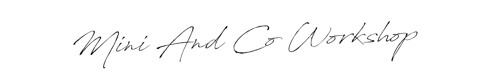 How to make Mini And Co Workshop name signature. Use Antro_Vectra style for creating short signs online. This is the latest handwritten sign. Mini And Co Workshop signature style 6 images and pictures png