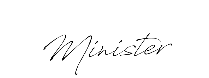 Make a beautiful signature design for name Minister. With this signature (Antro_Vectra) style, you can create a handwritten signature for free. Minister signature style 6 images and pictures png