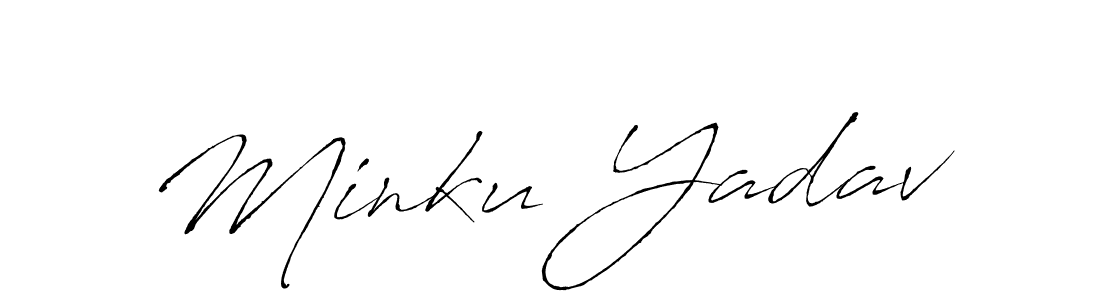 Make a beautiful signature design for name Minku Yadav. With this signature (Antro_Vectra) style, you can create a handwritten signature for free. Minku Yadav signature style 6 images and pictures png