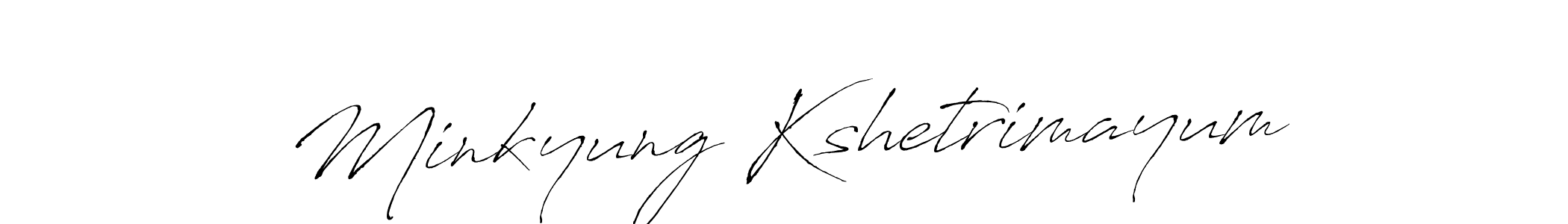 How to make Minkyung Kshetrimayum name signature. Use Antro_Vectra style for creating short signs online. This is the latest handwritten sign. Minkyung Kshetrimayum signature style 6 images and pictures png