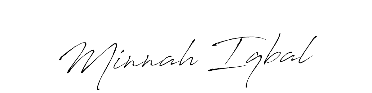 Antro_Vectra is a professional signature style that is perfect for those who want to add a touch of class to their signature. It is also a great choice for those who want to make their signature more unique. Get Minnah Iqbal name to fancy signature for free. Minnah Iqbal signature style 6 images and pictures png