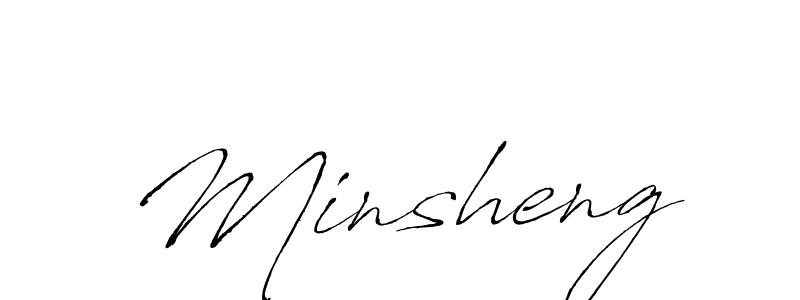 Make a beautiful signature design for name Minsheng. With this signature (Antro_Vectra) style, you can create a handwritten signature for free. Minsheng signature style 6 images and pictures png