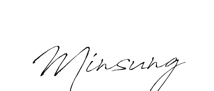 Use a signature maker to create a handwritten signature online. With this signature software, you can design (Antro_Vectra) your own signature for name Minsung. Minsung signature style 6 images and pictures png