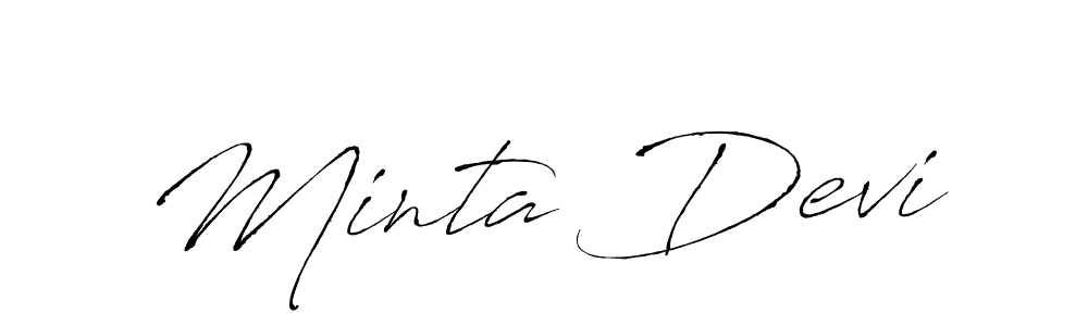 The best way (Antro_Vectra) to make a short signature is to pick only two or three words in your name. The name Minta Devi include a total of six letters. For converting this name. Minta Devi signature style 6 images and pictures png