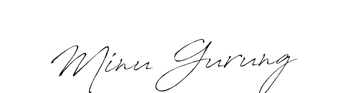 Antro_Vectra is a professional signature style that is perfect for those who want to add a touch of class to their signature. It is also a great choice for those who want to make their signature more unique. Get Minu Gurung name to fancy signature for free. Minu Gurung signature style 6 images and pictures png