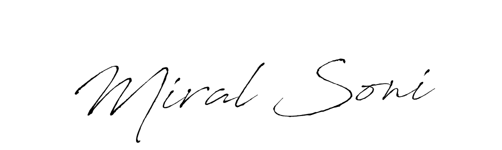 The best way (Antro_Vectra) to make a short signature is to pick only two or three words in your name. The name Miral Soni include a total of six letters. For converting this name. Miral Soni signature style 6 images and pictures png