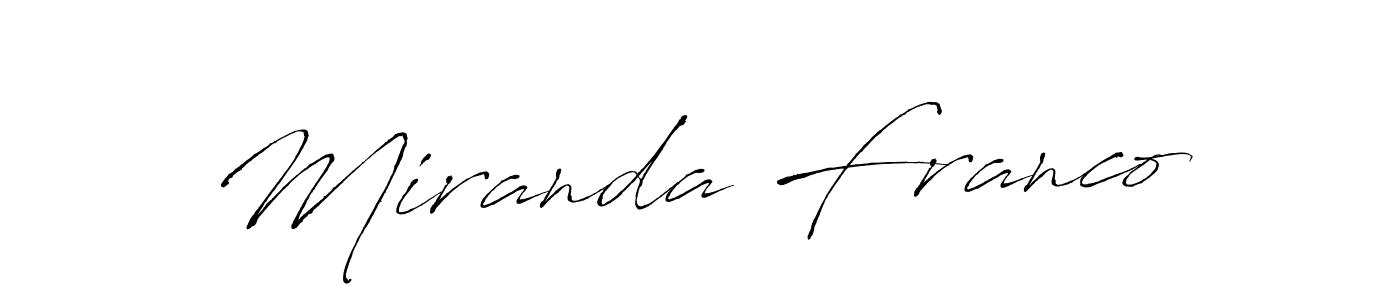 The best way (Antro_Vectra) to make a short signature is to pick only two or three words in your name. The name Miranda Franco include a total of six letters. For converting this name. Miranda Franco signature style 6 images and pictures png