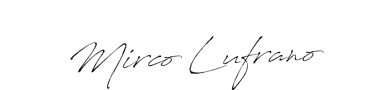 Create a beautiful signature design for name Mirco Lufrano. With this signature (Antro_Vectra) fonts, you can make a handwritten signature for free. Mirco Lufrano signature style 6 images and pictures png