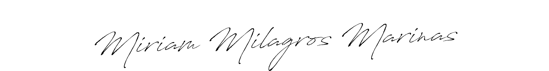 Antro_Vectra is a professional signature style that is perfect for those who want to add a touch of class to their signature. It is also a great choice for those who want to make their signature more unique. Get Miriam Milagros Marinas name to fancy signature for free. Miriam Milagros Marinas signature style 6 images and pictures png