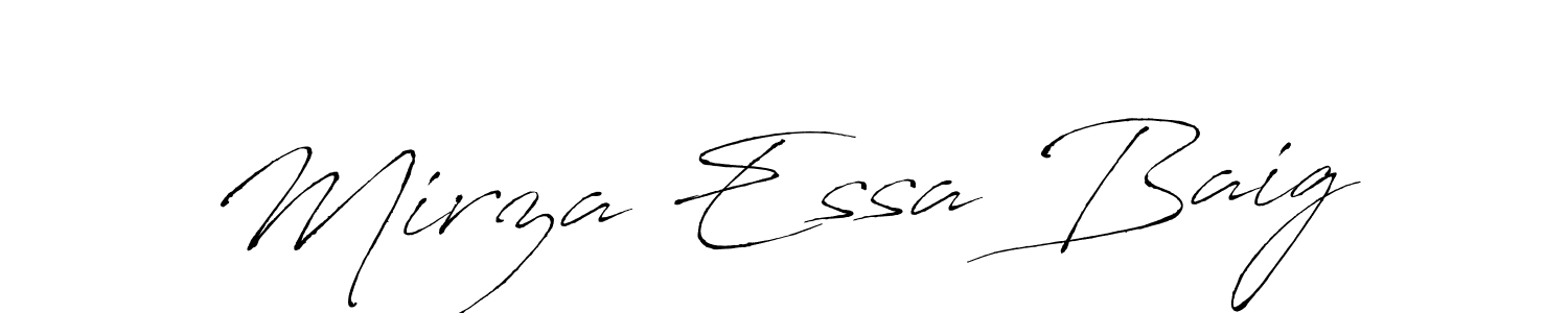 How to make Mirza Essa Baig name signature. Use Antro_Vectra style for creating short signs online. This is the latest handwritten sign. Mirza Essa Baig signature style 6 images and pictures png