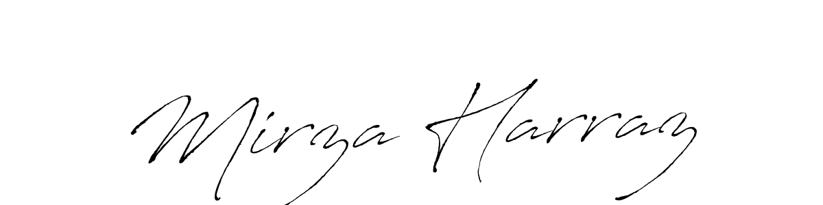 The best way (Antro_Vectra) to make a short signature is to pick only two or three words in your name. The name Mirza Harraz include a total of six letters. For converting this name. Mirza Harraz signature style 6 images and pictures png