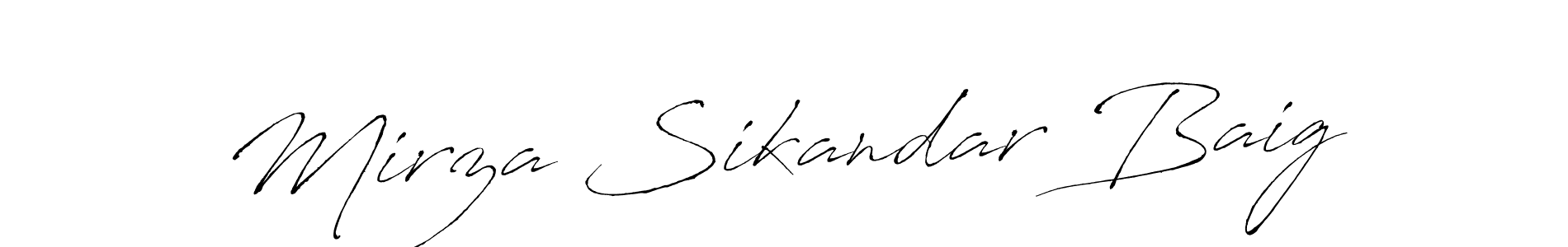 How to make Mirza Sikandar Baig name signature. Use Antro_Vectra style for creating short signs online. This is the latest handwritten sign. Mirza Sikandar Baig signature style 6 images and pictures png