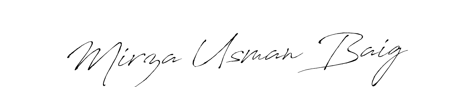 The best way (Antro_Vectra) to make a short signature is to pick only two or three words in your name. The name Mirza Usman Baig include a total of six letters. For converting this name. Mirza Usman Baig signature style 6 images and pictures png