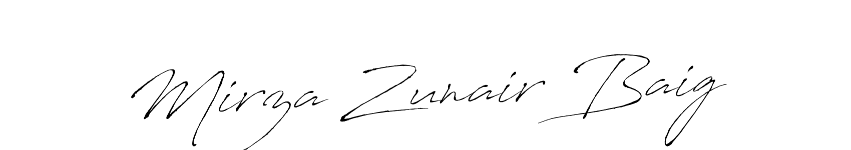 Create a beautiful signature design for name Mirza Zunair Baig. With this signature (Antro_Vectra) fonts, you can make a handwritten signature for free. Mirza Zunair Baig signature style 6 images and pictures png