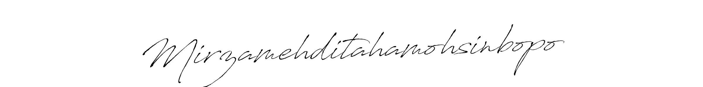 The best way (Antro_Vectra) to make a short signature is to pick only two or three words in your name. The name Mirzamehditahamohsinbopo include a total of six letters. For converting this name. Mirzamehditahamohsinbopo signature style 6 images and pictures png